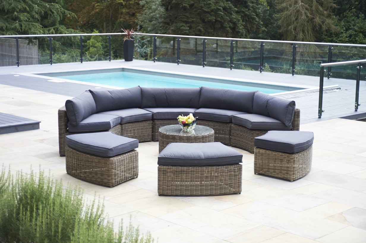 Mayfair Outdoor Furniture Patio Furniture Clearance Sale 9 Piece  Mayfair Curved Modular Rattan Garden