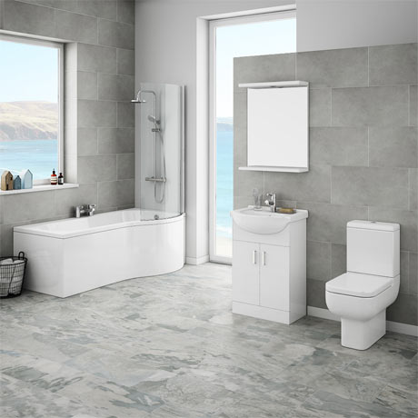 Cove P-Shaped Modern Shower Bath Suite