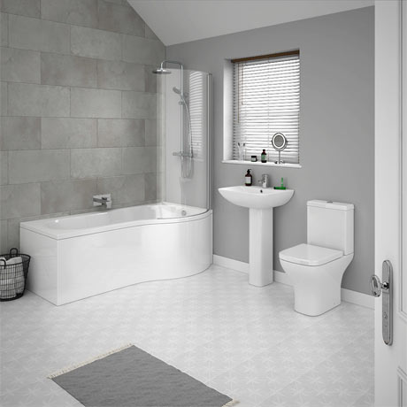 P shaped shower bath suites for calmness