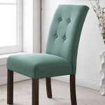 HomePop Modern 4-button Tufted Aqua Blue Upholstered Parson Dining Room  Chairs (Set of