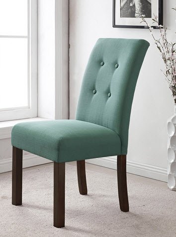 HomePop Modern 4-button Tufted Aqua Blue Upholstered Parson Dining Room  Chairs (Set of