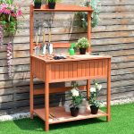 Costway Potting Work Station Table Bench Wood Garden Patio Deck Outdoor  Planting - as pic