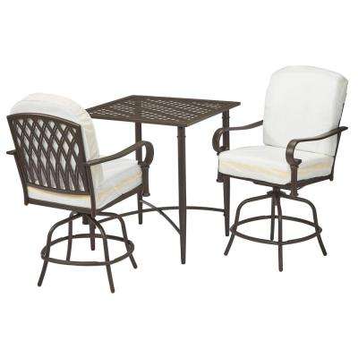 Oak Cliff Custom 3-Piece Metal Outdoor Balcony Height Bistro Set with  Cushions Included,