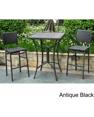 International Caravan Barcelona Resin Wicker/ Aluminum Bar-height Patio  Bistro Set (Set of