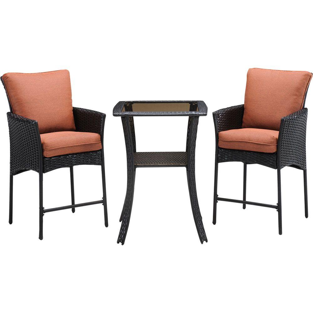 Strathmere Allure 3-Piece All-Weather Wicker Square Patio Bar Height Dining  Set