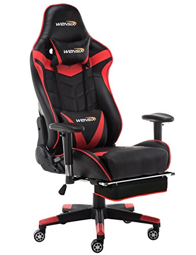 WENSIX Ergonomic High Back Computer Gaming Chair for PC Racing Chairs with  Adjustable Footrest (Red) - Best Buy Laptops