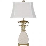 32" Mediterranean Style White Gold Abstract Pineapple Table Lamp  Bedroom Living Room