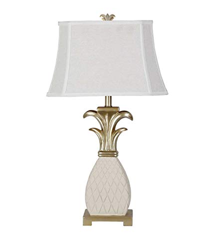 32" Mediterranean Style White Gold Abstract Pineapple Table Lamp  Bedroom Living Room