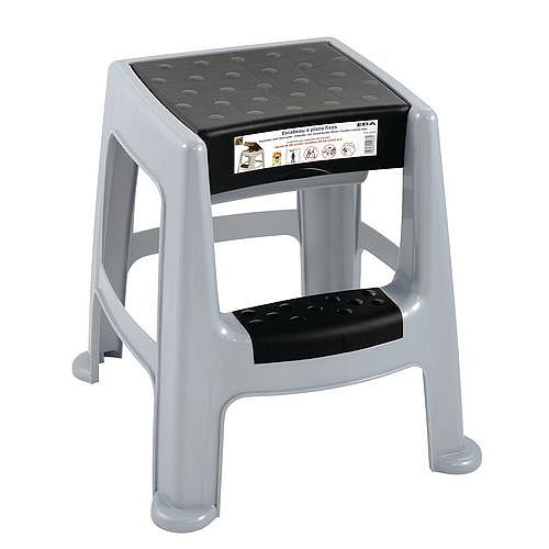 Light Duty Plastic Step Stool With Storage Box 150kg Grey