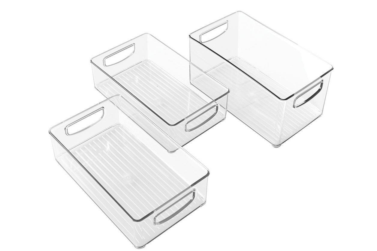 InterDesign Organizer Bins With Handles — Set of 3, Clear