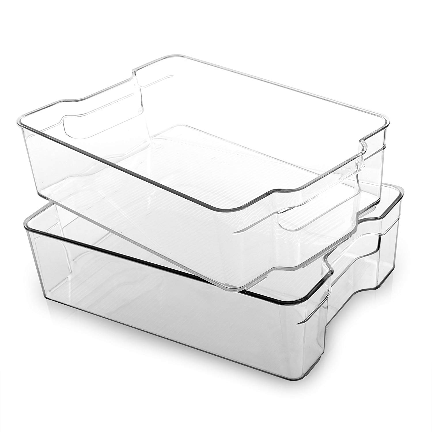 Traveller Location: BINO Stackable Rectangular Plastic Storage Organizer Bin, Large  - 2 Pack - Clear and Transparent Nesting Container for Home and Kitchen:  Home &