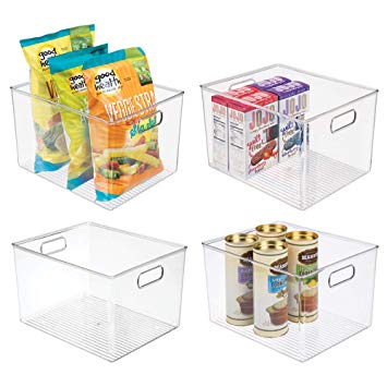 mDesign Plastic Storage Organizer Container Bins Holders with Handles - for  Kitchen, Pantry, Cabinet