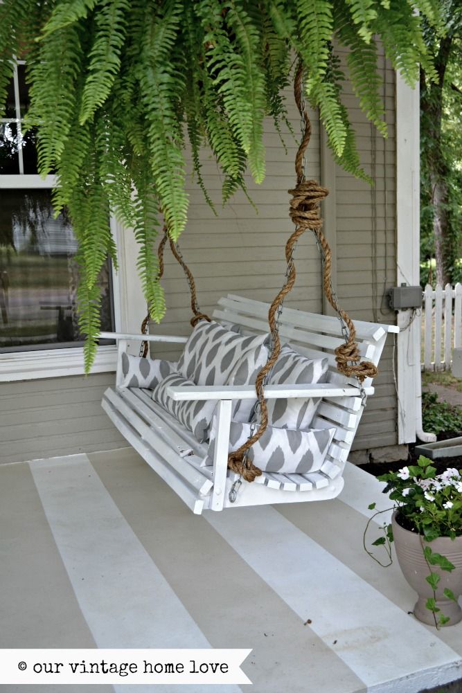 Weave rope around the chain on your porch swingnice look I would use  white rope or green | The Great Outdoors | Porch, Summer porch, Porch swing