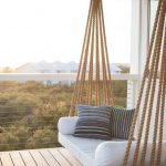 porch swing with jute rope hangers #outdoorgardens