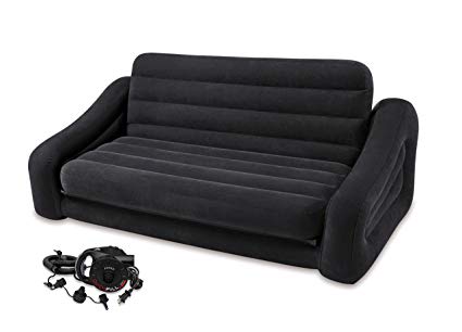 Intex Inflatable Pull-Out Sofa & Queen Bed Mattress Sleeper w/ AC Power Air