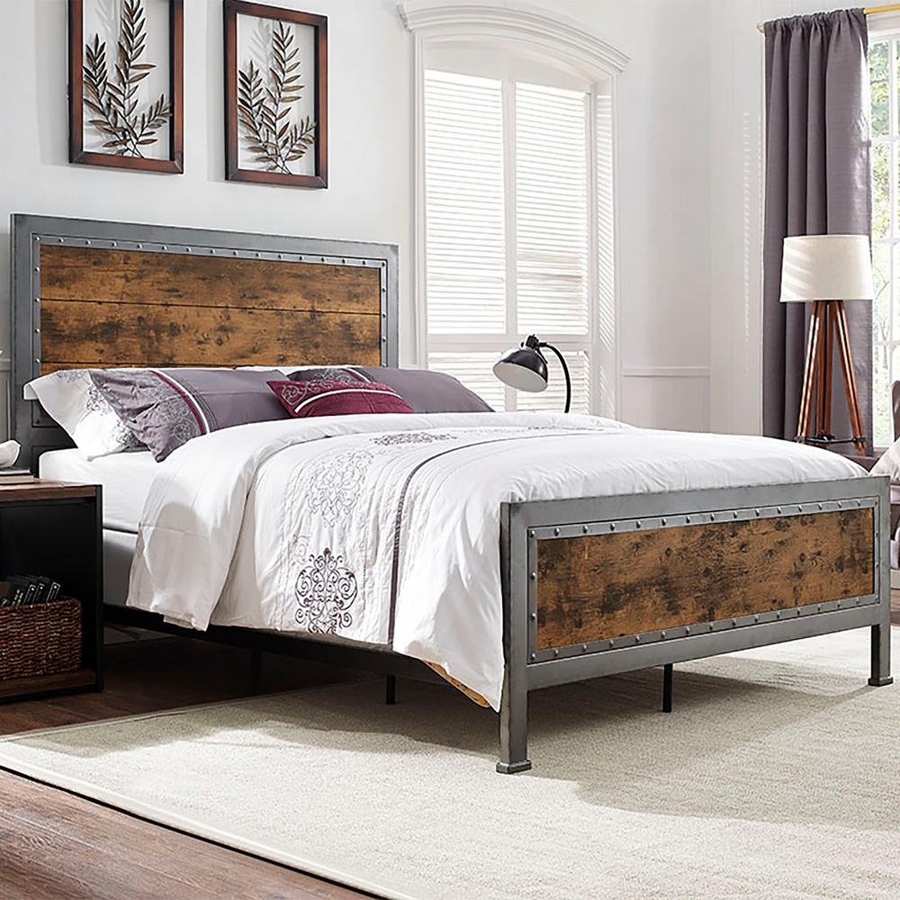 Walker Edison Furniture Company Brown Queen Bed Frame