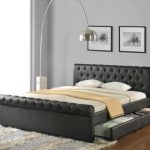 leather bed frame with headboard and footboard