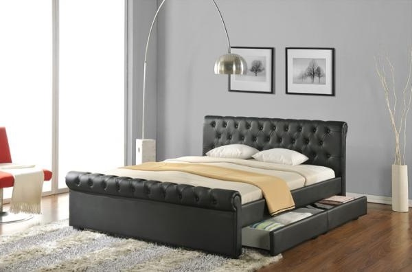 leather bed frame with headboard and footboard