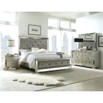 Full Bed Bedroom Sets 5 Piece Mirrored And Upholstered Tufted Queen