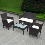 Image Unavailable. Image not available for. Color: Costway 4 PC Patio  Rattan Wicker Chair Sofa Table Set