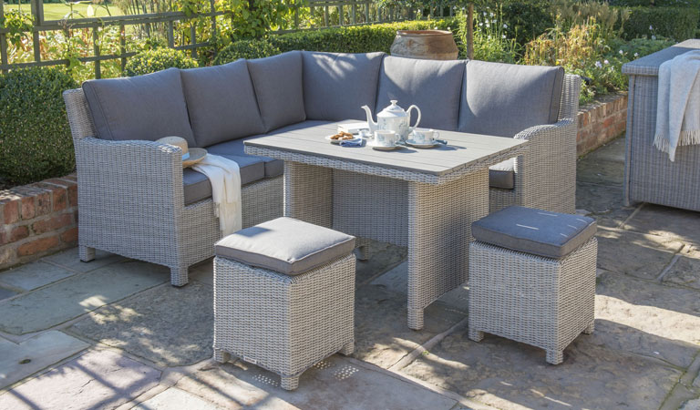 Kettler Palma Mini rattan garden furniture set on patio