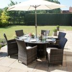 Maze Rattan Garden Furniture LA Brown 6 Seater Oval Dining Table Set