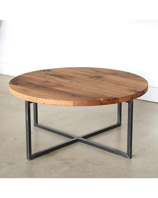 Round Coffee Table / Reclaimed Wood Metal Base Coffee Table / Industrial  Modern Coffee Table