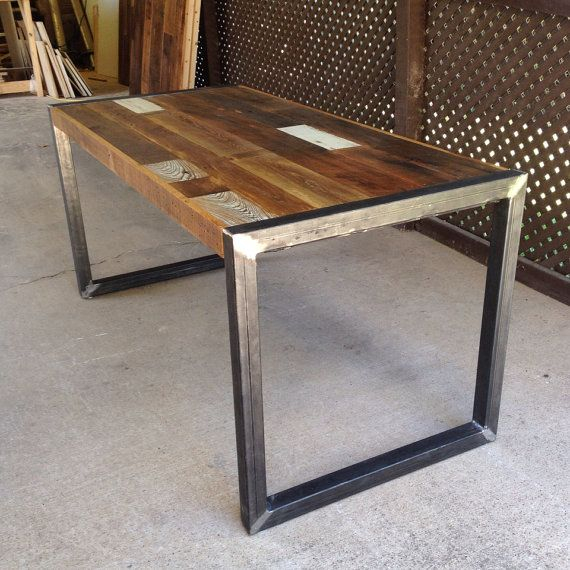 wood coffee table with metal legs Download-Reclaimed Wood Table or Desk  square metal legs