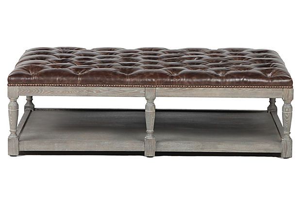 THIS IS THE PERFECT OTTOMAN COFFEE TABLE. Tufted leather is good for