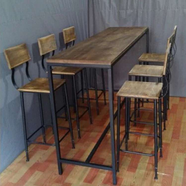 Classical Wood And Metal American Style Rectangle Bar rectangle bar table  set