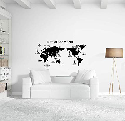 World Map Wall Decal - Educational Decals - World Map Wall Sticker - Vinyl  Wall Art