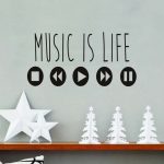 Large Size Music Is Life Theme Stickers Removable Vinyl Wall Art For Kids  Bedroom Stop Play