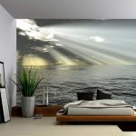 Seascape Ocean Rays of Light - Large Wall Mural, Self-adhesive Vinyl  Wallpaper, Peel & Stick fabric wall decal