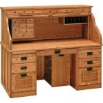 Image is loading Amish-Handcrafted-Mission-Roll-Top-Computer-Desk-Office-