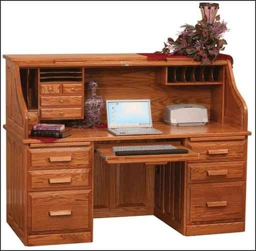 Small roll top computer desk