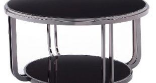 Concord Black Glass Top Round Coffee Table - Black - Inspire Q