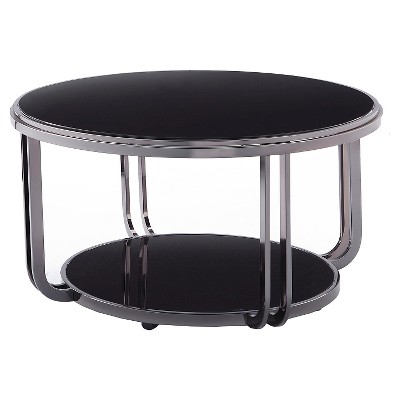 Round black glass coffee table for your
  living room