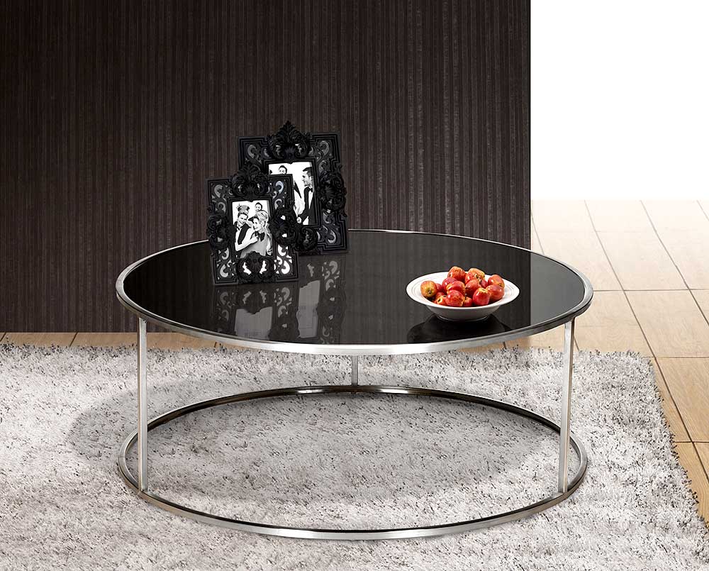 Black Round Coffee Table Glass