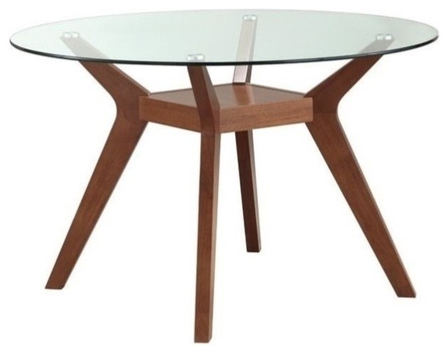 Coaster Paxton Round Glass Top Dining Table, Nutmeg