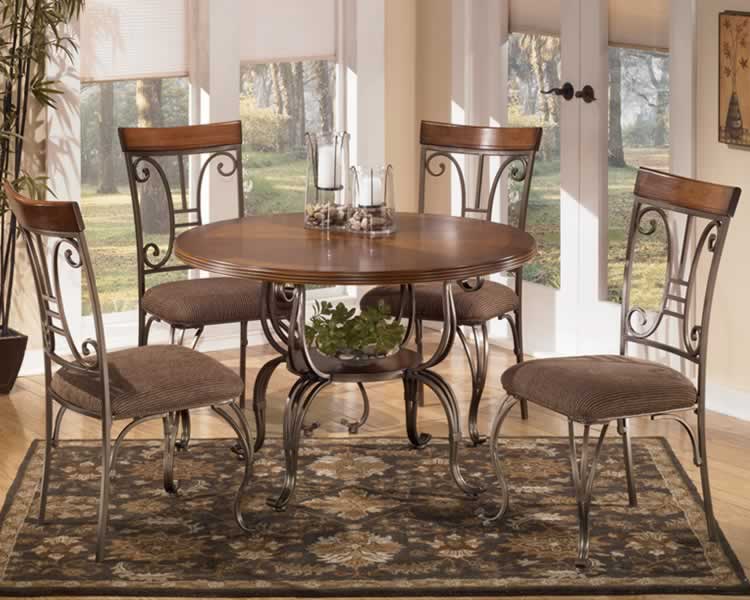 Antique Style Dining Room with 5 Pieces Round Metal Dinette Sets, White  Shades Window Blinds