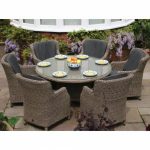 Outdoor Furniture Round Patio Dining Sets For 6 Chairs Metal Set intended  for Round Patio Dining