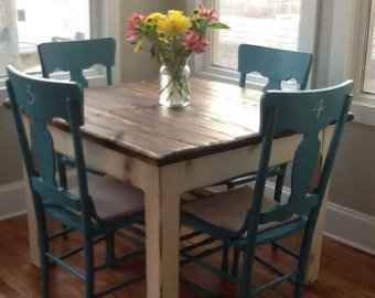 RUSTIC FARMHOUSE TABLE Small Kitchen Dining Farm House Reclaimed Wood Dark  Walnut Country White Kitchen Custom Sizes Colors Unique