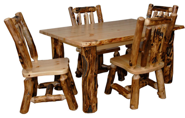 Rustic Aspen Log Kitchen Table Set With 4 Dining Chairs - Rustic - Dining  Sets - by Furniture Barn USA