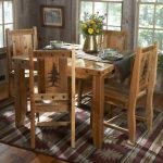 Image is loading Rustic-Kitchen-Table-Set-Country-Western-Log-Cabin-