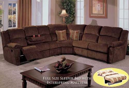 4pcs Sectional Fabric Full Bed Recliner Sofa BQ-S096P1 | sleeper
