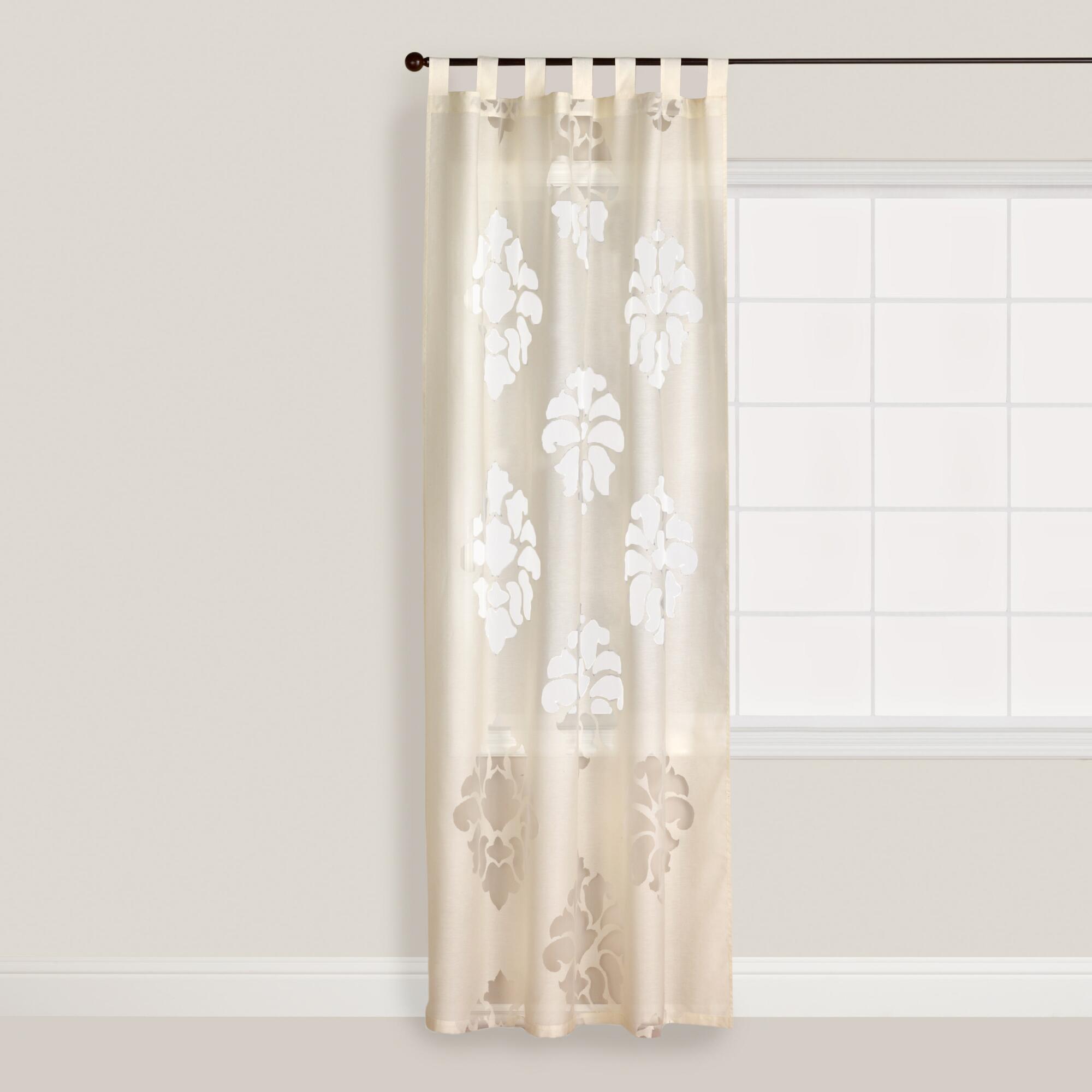 ivory damask burnout sheer curtain