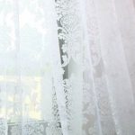 Damask White Embroidered Rod Pocket 96 inch Sheer Curtains