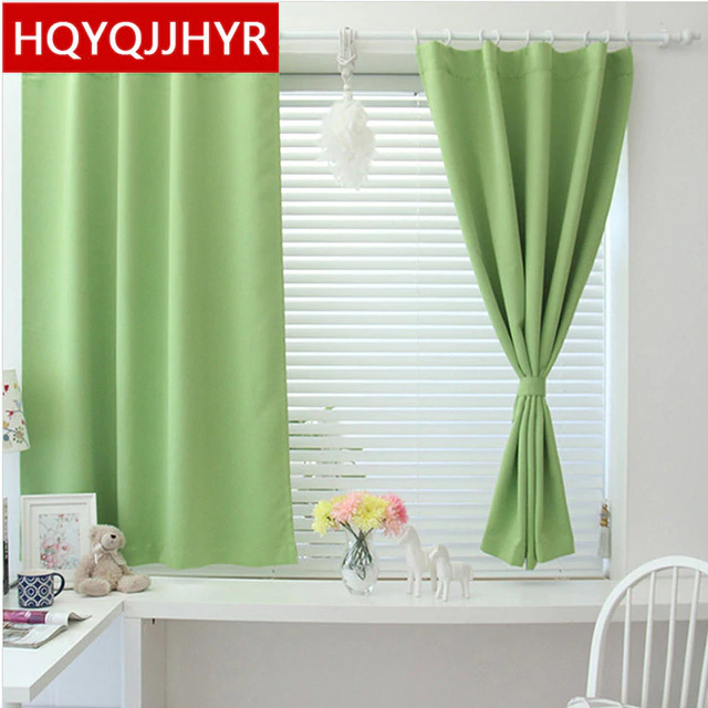 2018 new Korean solid color short blackout curtains for bedroom / living  room modern and simple curtains for kitchen balcony