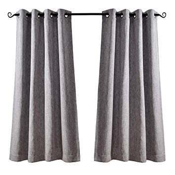 MYSKY HOME Short Blackout Curtains for Living Room Faux Linen Thermal  Insulated Grommet Top Room Darkening