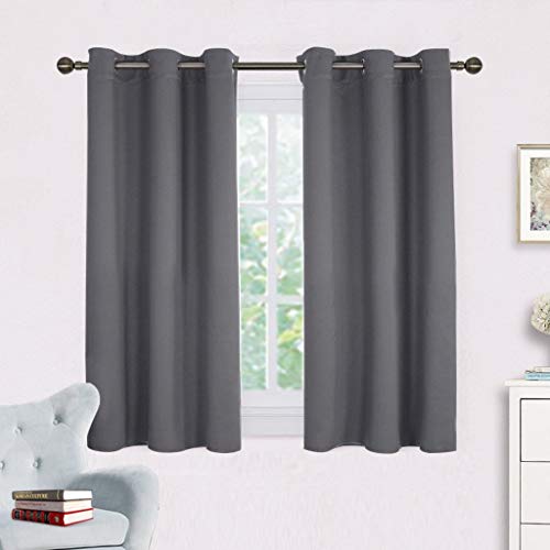 NICETOWN Grey Blackout Curtain Panels for Bedroom, Thermal Insulated  Grommet Top Blackout Draperies and Drapes
